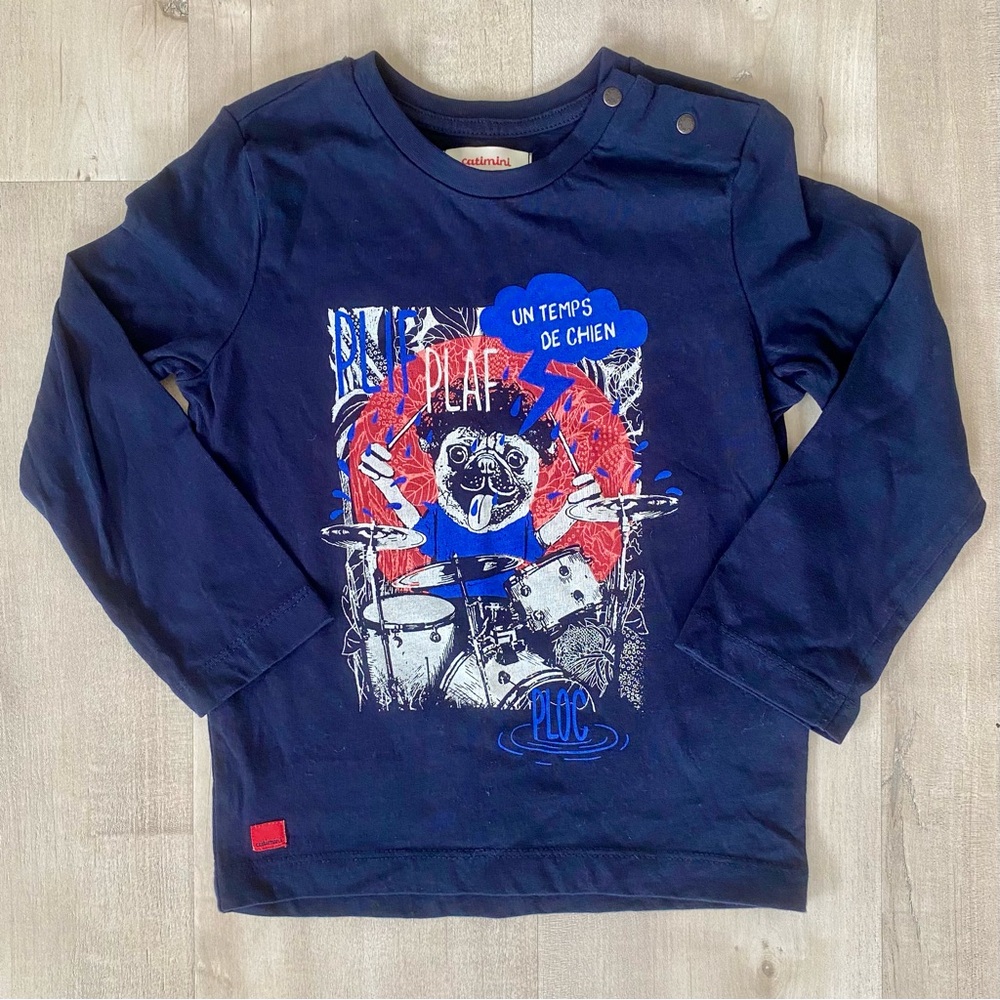 Catimini Navy Long Sleeve Shirt with dog print